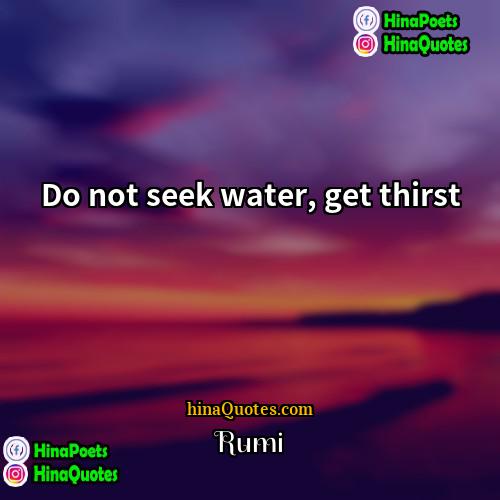 Rumi Quotes | Do not seek water, get thirst.
 