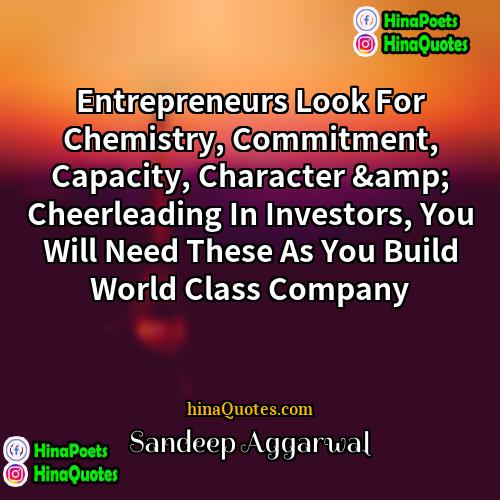 Sandeep Aggarwal Quotes | Entrepreneurs Look For Chemistry, Commitment, Capacity, Character