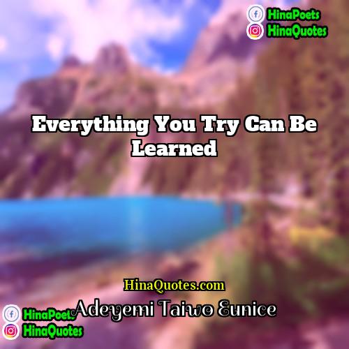 Adeyemi Taiwo Eunice Quotes | Everything you try can be learned.
 