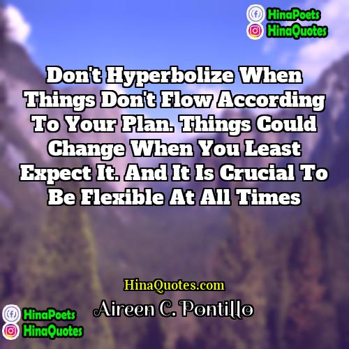 Aireen C Pontillo Quotes | Don't hyperbolize when things don't flow according