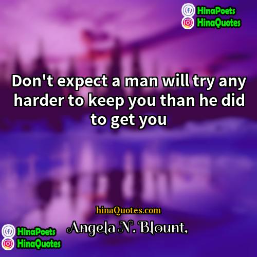Angela N Blount Quotes | Don't expect a man will try any