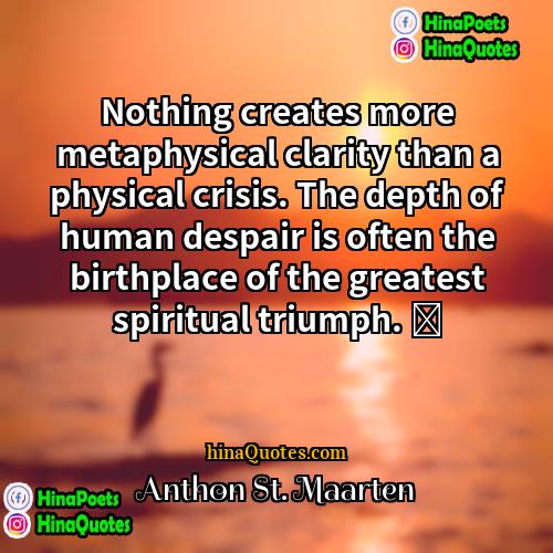 Anthon St Maarten Quotes | Nothing creates more metaphysical clarity than a