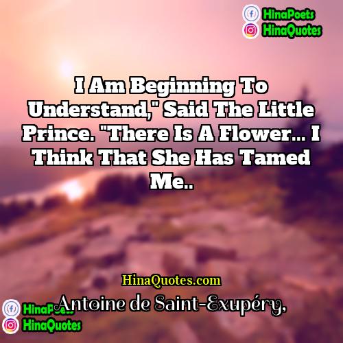Antoine de Saint-Exupéry Quotes | I am beginning to understand," said the