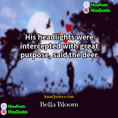 Bella Bloom Quotes | His headlights were intercepted with great purpose,