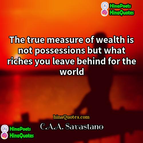 CAA Savastano Quotes | The true measure of wealth is not