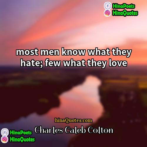 Charles Caleb Colton Quotes | most men know what they hate; few