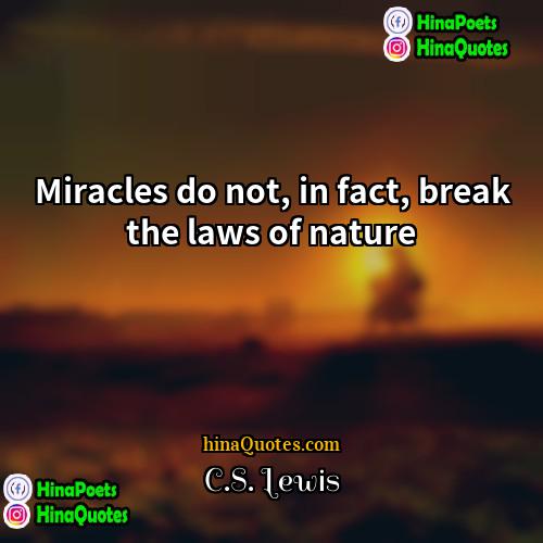 CS Lewis Quotes | Miracles do not, in fact, break the