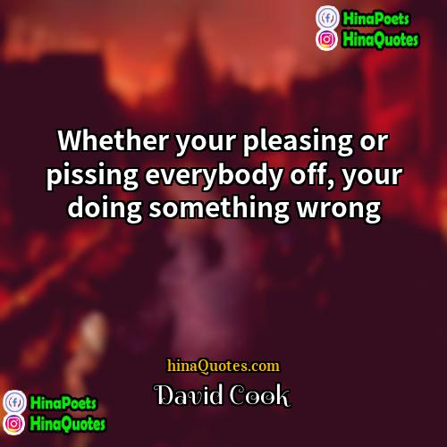David Cook Quotes | Whether your pleasing or pissing everybody off,
