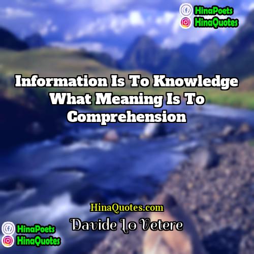 Davide Lo Vetere Quotes | information is to knowledge what meaning is