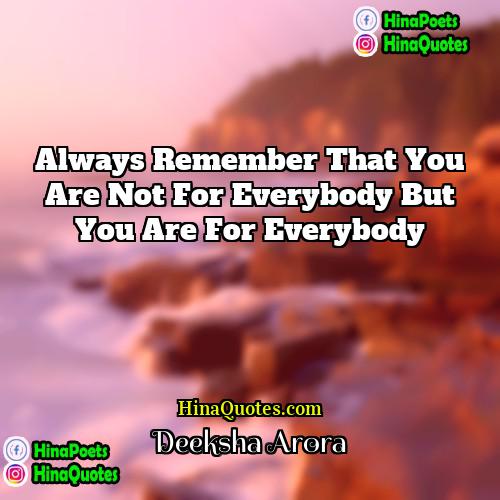 Deeksha Arora Quotes | Always remember that you are not for