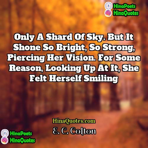 E C Colton Quotes | Only a shard of sky. But it