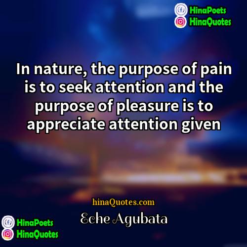 Eche Agubata Quotes | In nature, the purpose of pain is