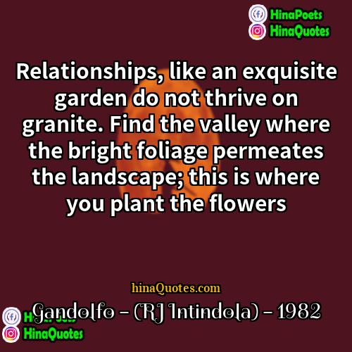 Gandolfo – (RJ Intindola) – 1982 Quotes | Relationships, like an exquisite garden do not