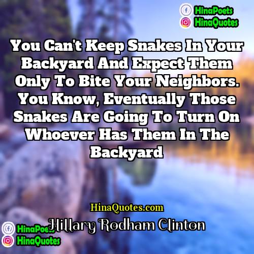 Hillary Rodham Clinton Quotes | You can't keep snakes in your backyard