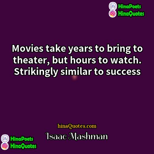 Isaac Mashman Quotes | Movies take years to bring to theater,