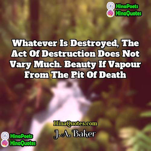 J A Baker Quotes | Whatever is destroyed, the act of destruction