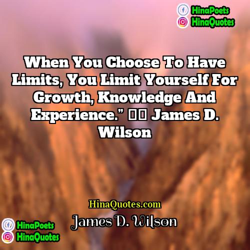 James D Wilson Quotes | When you choose to have limits, you