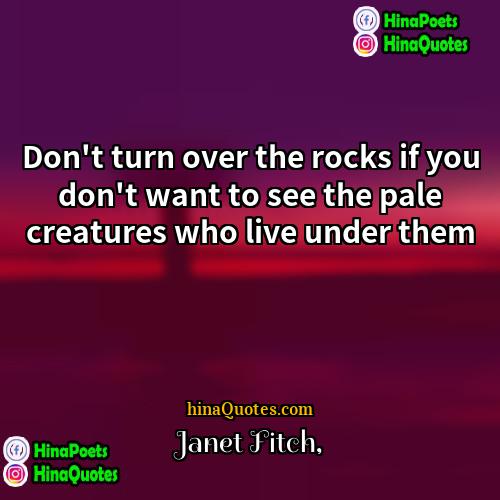 Janet Fitch Quotes | Don't turn over the rocks if you
