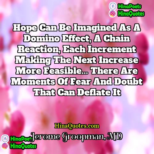 Jerome Groopman MD Quotes | Hope can be imagined as a domino