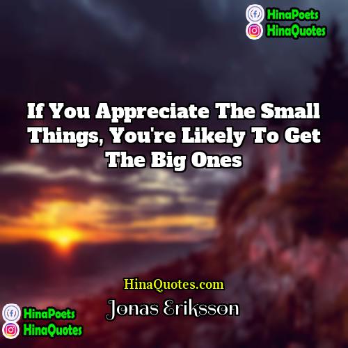 Jonas Eriksson Quotes | If you appreciate the small things, you're