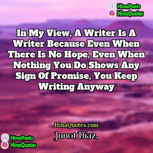 Junot Diaz Quotes | In my view, a writer is a