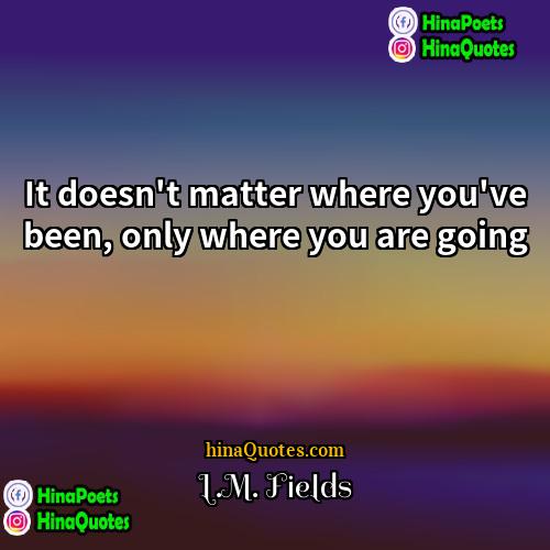 LM Fields Quotes | It doesn't matter where you've been, only