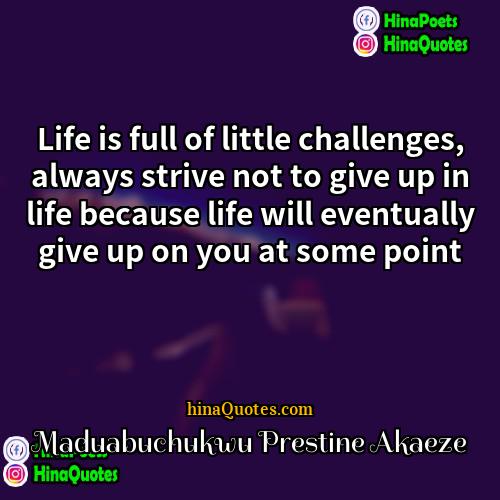 Maduabuchukwu Prestine Akaeze Quotes | Life is full of little challenges, always