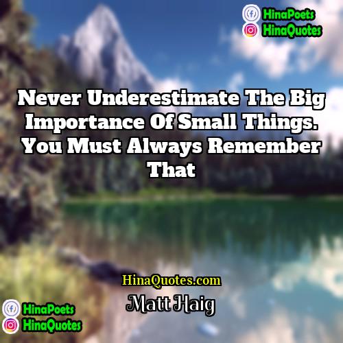 Matt Haig Quotes | Never underestimate the big importance of small