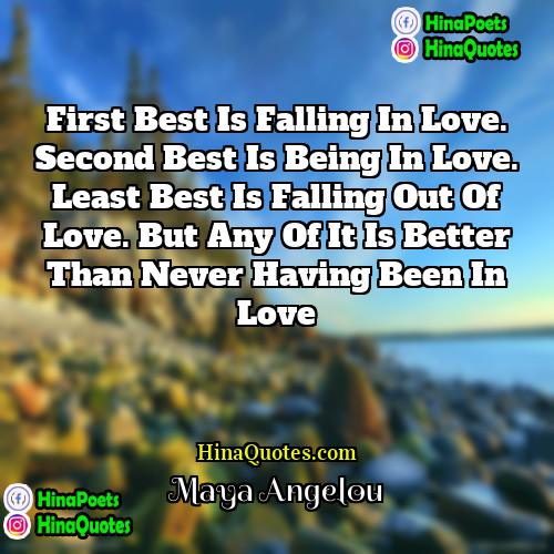 Maya Angelou Quotes | First best is falling in love. Second