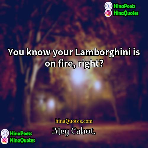 Meg Cabot Quotes | You know your Lamborghini is on fire,