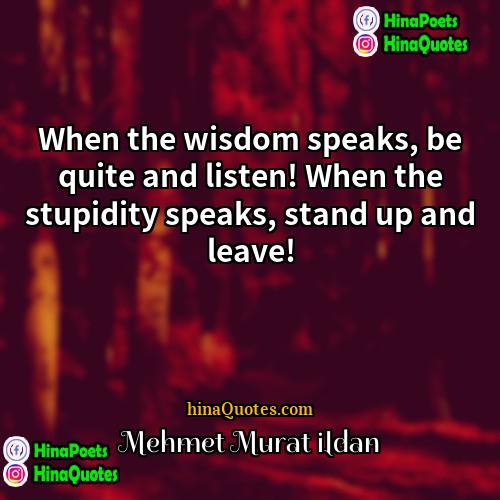 Mehmet Murat ildan Quotes | When the wisdom speaks, be quite and