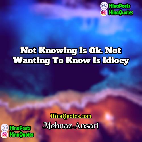 Mehnaz Ansari Quotes | Not knowing is ok. Not wanting to