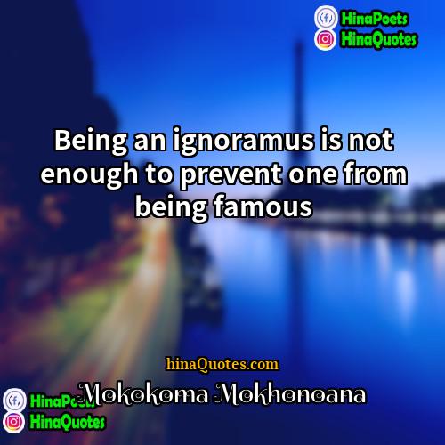Mokokoma Mokhonoana Quotes | Being an ignoramus is not enough to