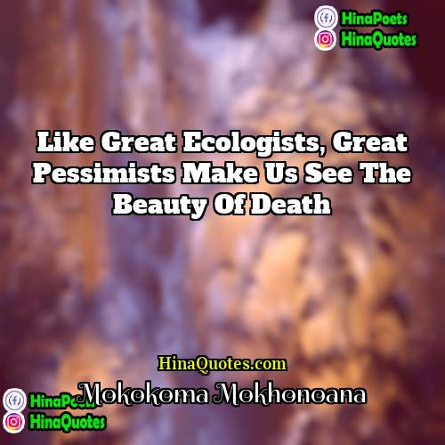 Mokokoma Mokhonoana Quotes | Like great ecologists, great pessimists make us
