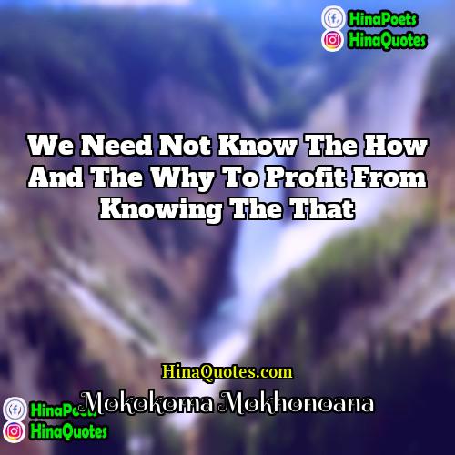 Mokokoma Mokhonoana Quotes | We need not know the how and