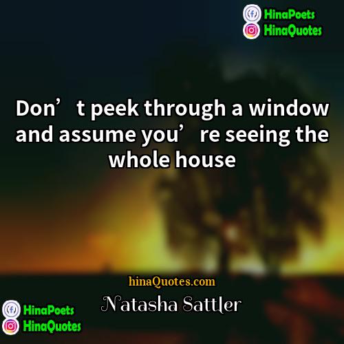Natasha Sattler Quotes | Don’t peek through a window and assume