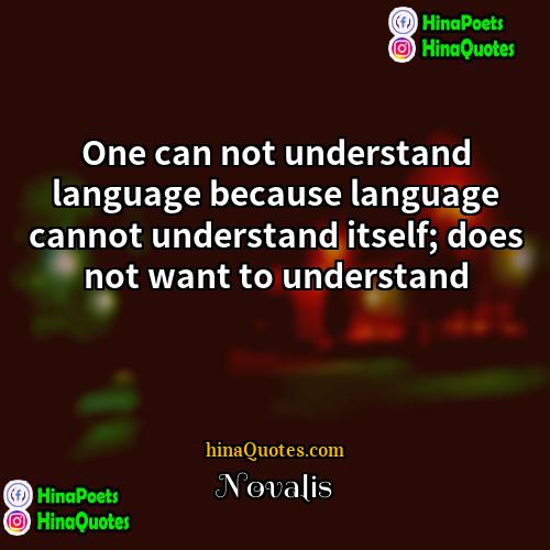 Novalis Quotes | One can not understand language because language