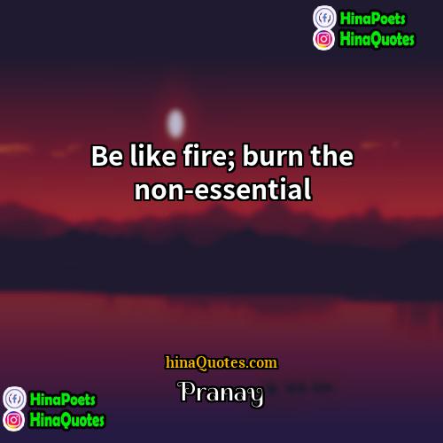 Pranay Quotes | Be like fire; burn the non-essential.
 