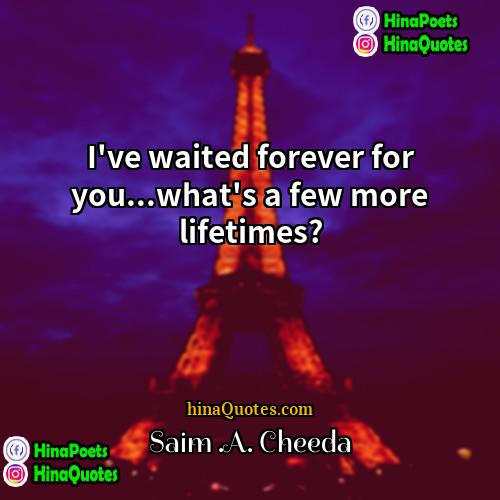 Saim A Cheeda Quotes | I've waited forever for you...what's a few