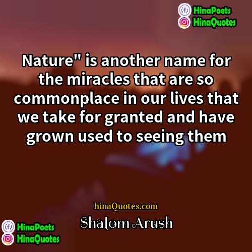 Shalom Arush Quotes | Nature" is another name for the miracles