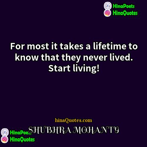 SHUBHRA MOHANTY Quotes | For most it takes a lifetime to
