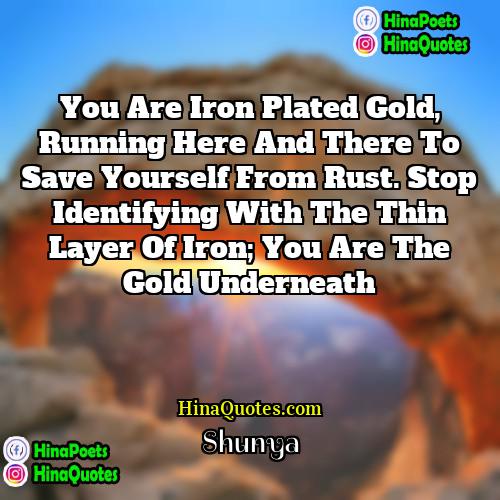 Shunya Quotes | You are iron plated gold, running here