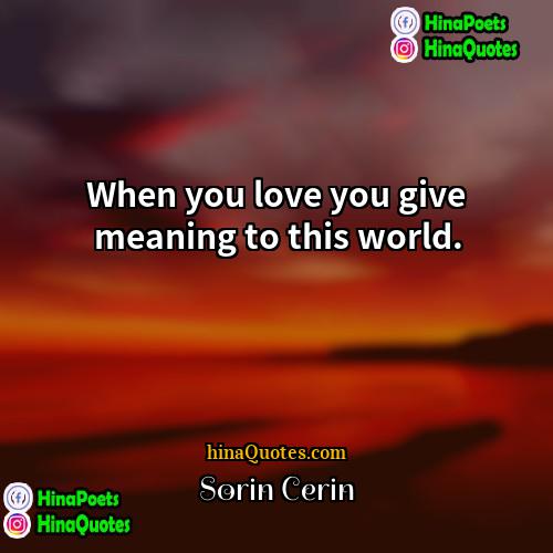 Sorin Cerin Quotes |  When you love you give meaning