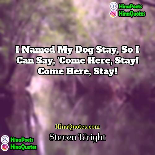 Steven Wright Quotes | I named my dog Stay, so I