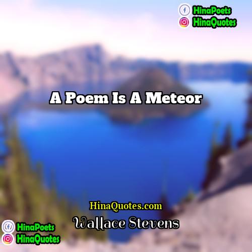 Wallace Stevens Quotes | A poem is a meteor.
  