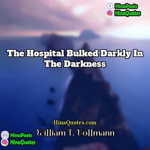 William T Vollmann Quotes | The hospital bulked darkly in the darkness.
